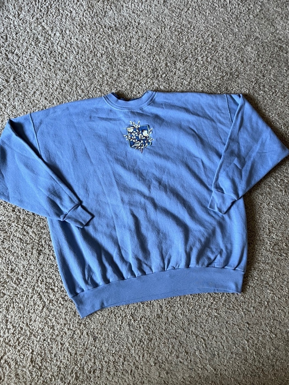 Top Stitch Light Blue Chickadee Grandma Style Sweatshirt Size 2X